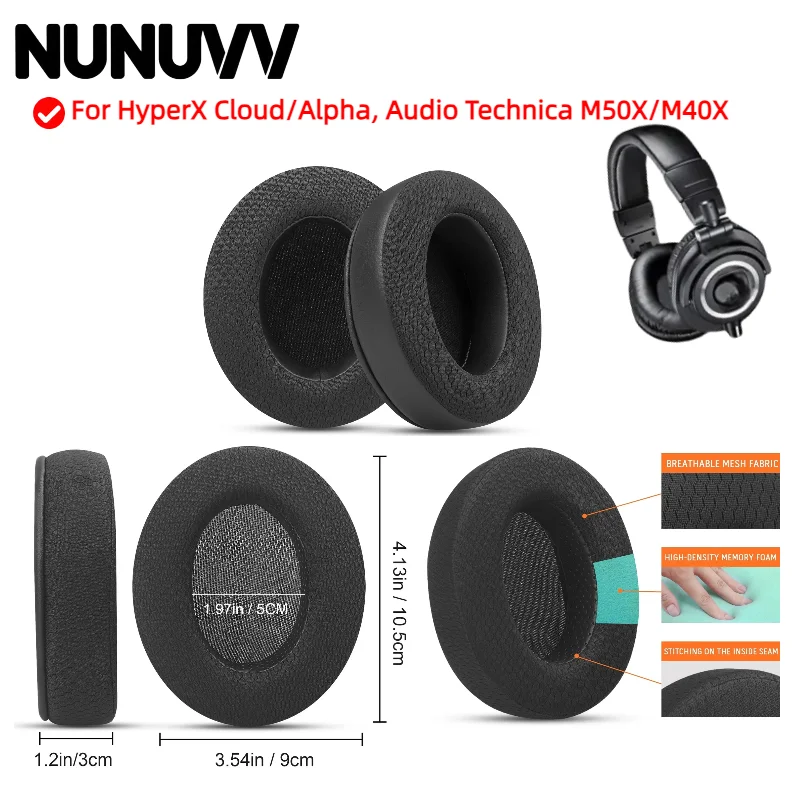 

Ear Pads For HyperX Cloud/Alpha, Audio Technica M50X/M40X Headphone Replacement Leather Pads High Quality Foam Pads