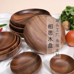 Acacia wooden bowl wooden tableware household and fruit plate salad bowl whole wooden soup bowl Wooden plate Food container