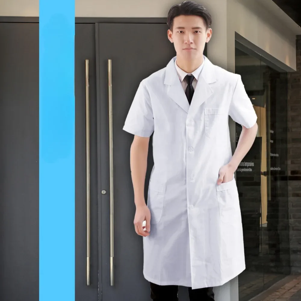 Camice isolante per farmacia camice da laboratorio fabbrica di alimenti cappotto bianco a maniche corte uniforme da medico fabbrica di lavoro