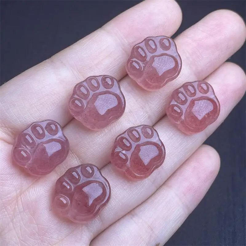 5pcs Natural Strawberry Quartz Claw Pendant Healing Mini Home Decoration Healthy Children Toy Gift 11mm