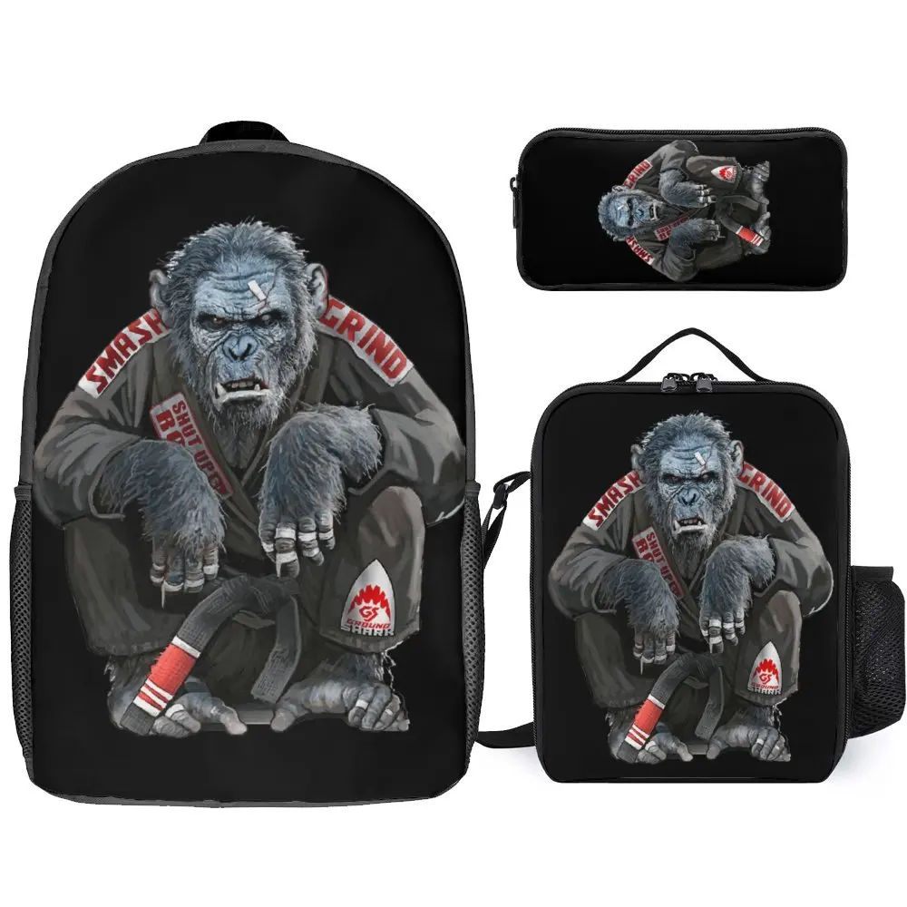 

3 in 1 Set 17 Inch Backpack Lunch Bag Pen Bag The Gentle Art Of Jiu Jitsu Chimp Lasting Funny Graphic Comfortable Schools Infant