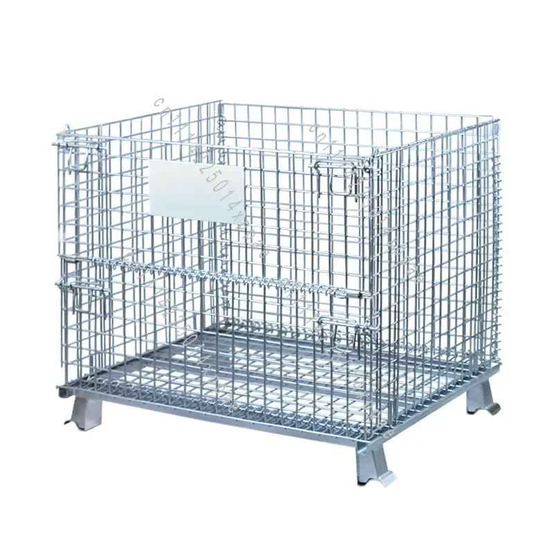 Warehouse Stacking Cage  Heavy Material Box  Storage Basket Folding Grid Turnover Box  Heavy Cargo Metal Turnover  Logistics