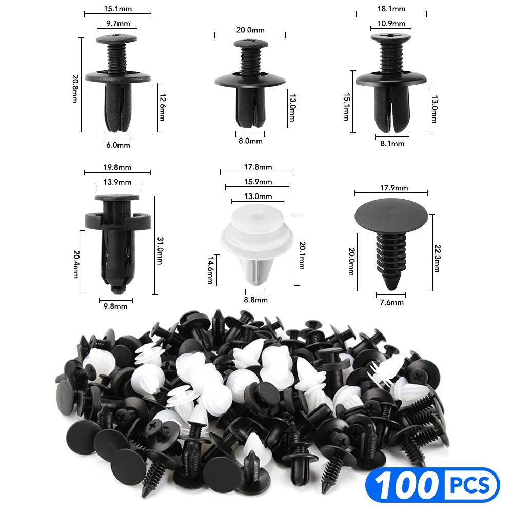 Auto Fastener Clip Car Fender Push Retainer Pin Rivet Bumper for Door Trim Panel Retainer Fastener Kit, Bag/Box Package