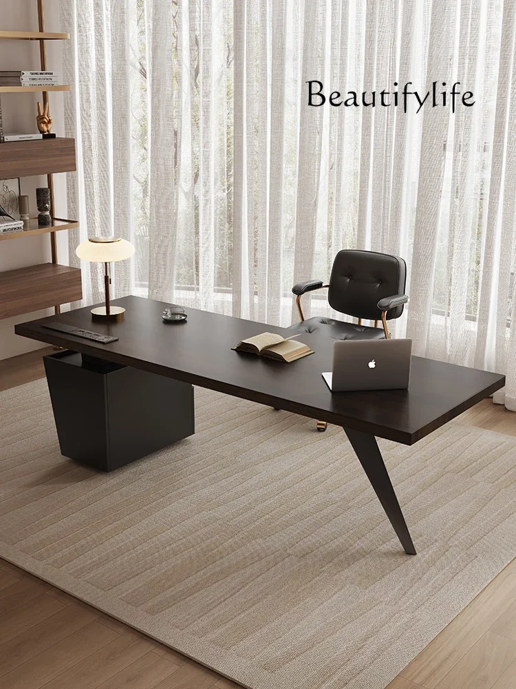 Italian light luxury minimalist desk designer home study living room solid wood computer writing desk