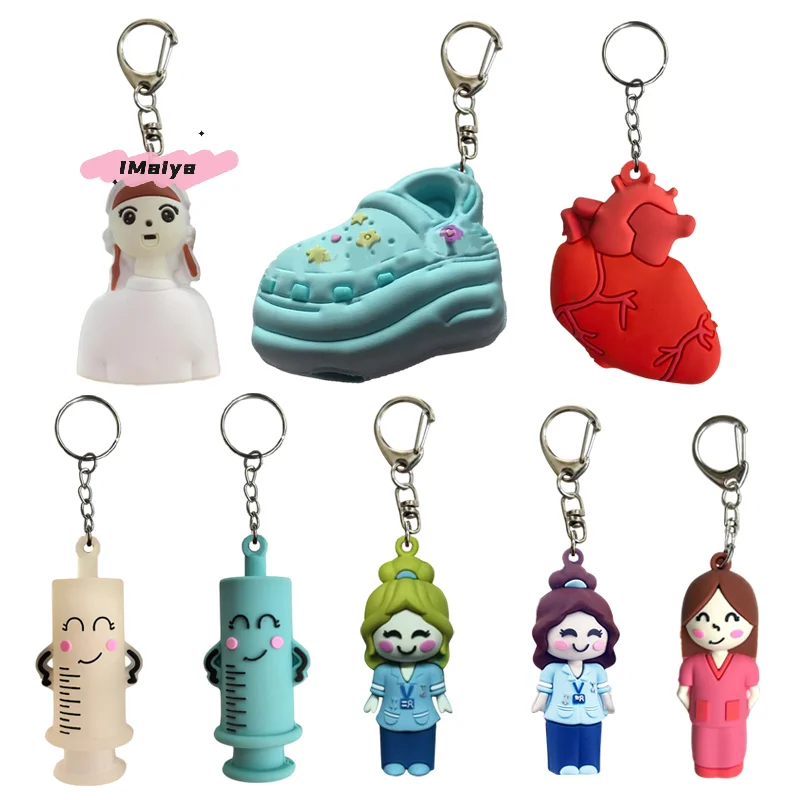 1/2Pcs Paw Print Girl Shaped Ampoule Bottle Opener Keychain Rubber Cutter Medication Vial Breaker Tool for Home Nurses & Doctors