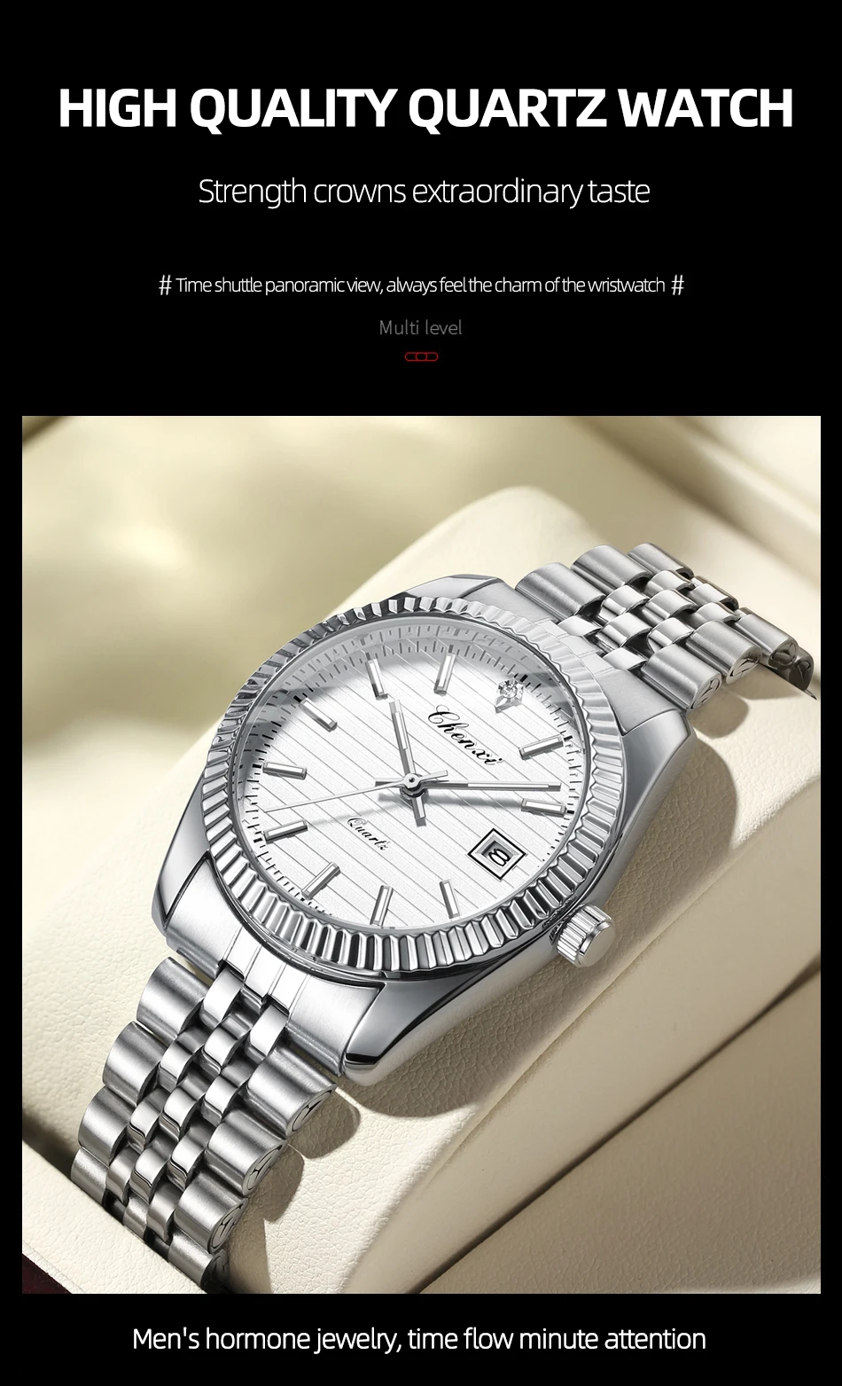 CHENXI 004D Männer Quarz Uhren Luxus Edelstahl Wasserdicht Leucht Datum Casual Armbanduhr für Männer – Detail 14