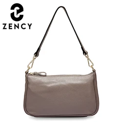 Zency Elegant Purple Women Shoulder Bag 100% Genuine Leather Handbag Black Hobos Fashion Lady Messenger Crossbody Purse Small