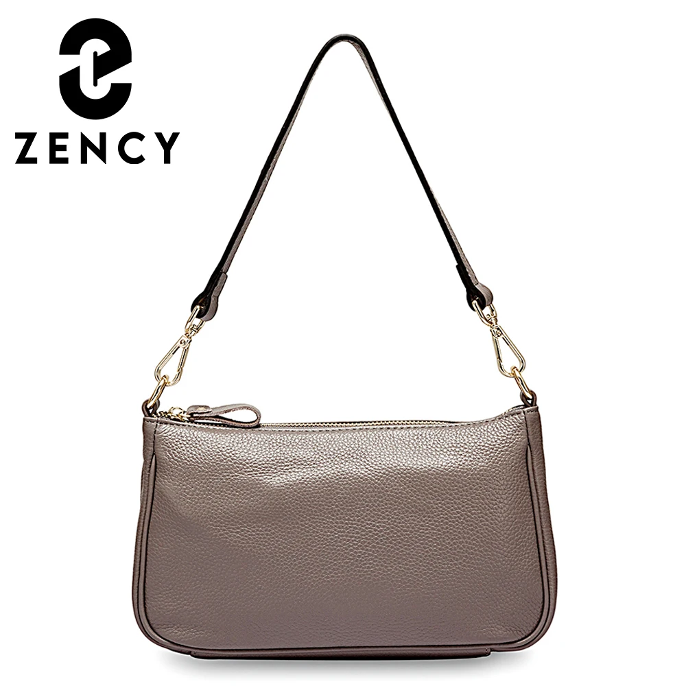 Zency Elegant Purple Women Shoulder Bag 100% Genuine Leather Handbag Black Hobos Fashion Lady Messenger Crossbody Purse Small