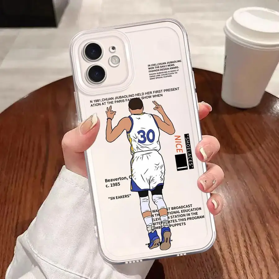 Clear Cover Phone Case for iPhone 16 11 15 Pro MAX 12 16e 14 13 Mini 7 8 XR XS SE X 16 Plus 14Pro 12Pro Luxury Basketball