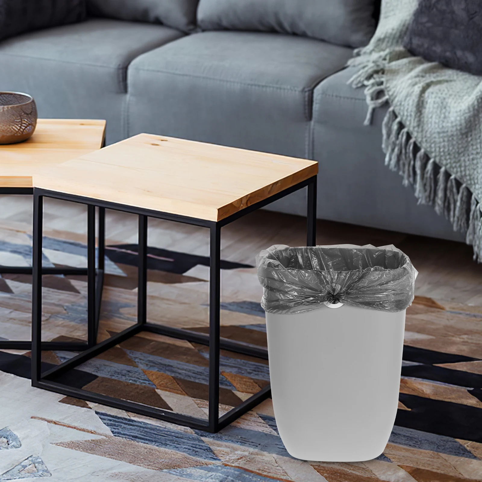 

Large Trash Can White Plastic Wastebasket Recycling Garbage Container Household Bedroom Living Room Bathroom