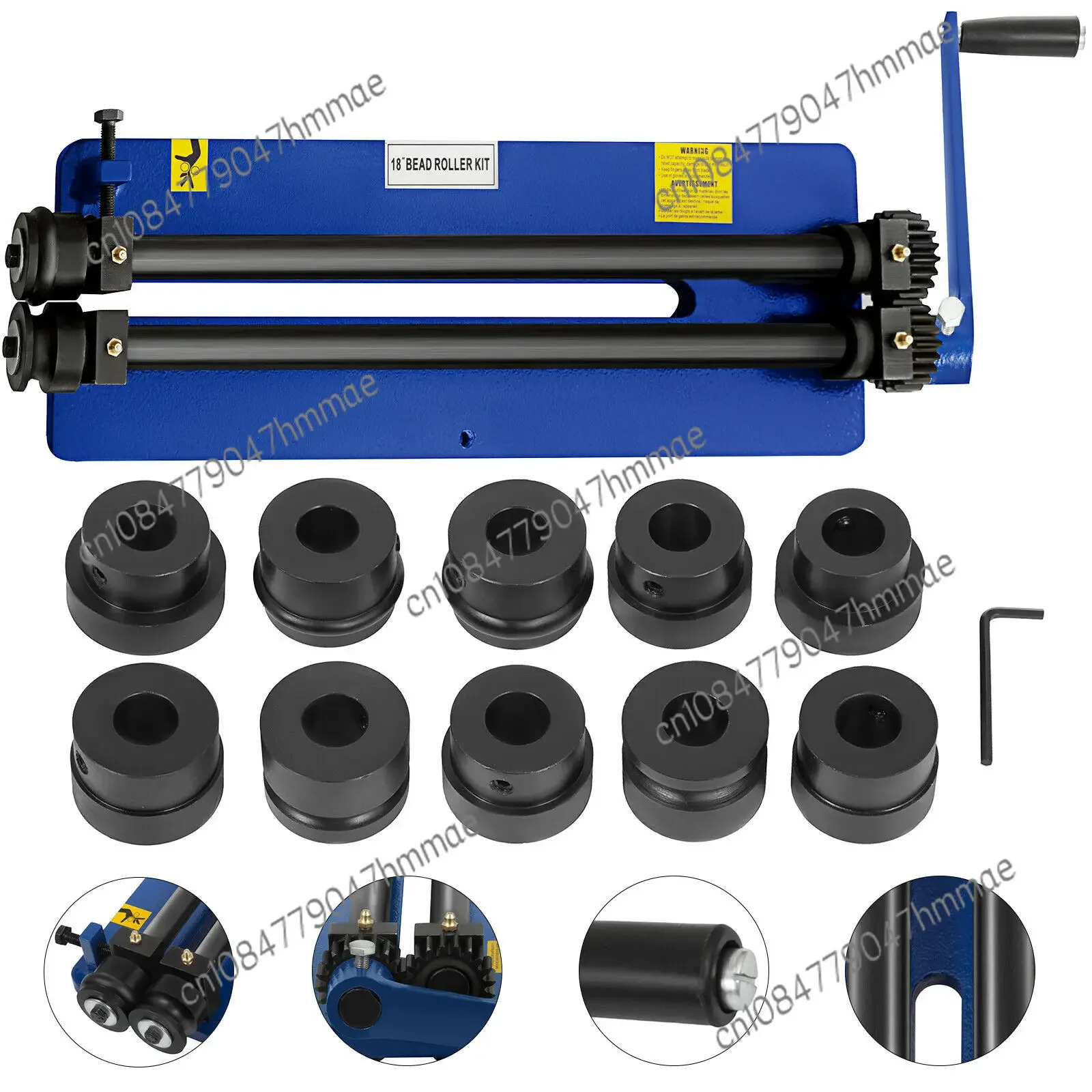 Roller Bending Machine 18 Inch  Sheet Metal Bead Roller with 6 Sets Dies for Producing Strengthening Ribs Throat Depth 45.72 Cm
