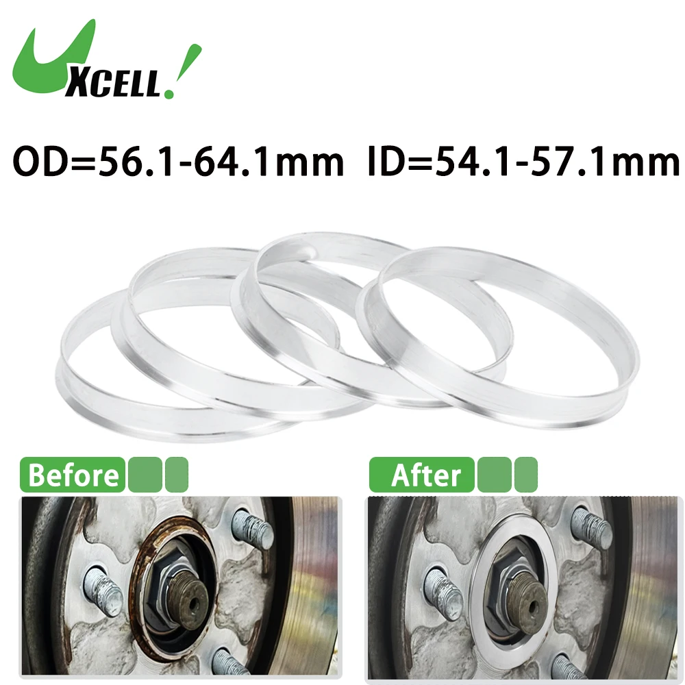 

UXCELL ID 54.1-57.1mm to OD 56.1-64.1mm Car Aluminum Alloy Hub Centric Rings Vehicle Wheel Spacer Set Auto Wheel Accessories