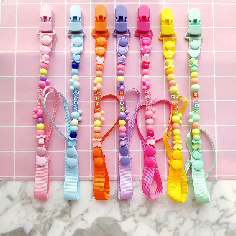 Pacifier Chain Clips Handmade Holder Silicone Pacifier Chains Baby Teether Teething Chain for Baby Gifts Girls Boys Accesorios