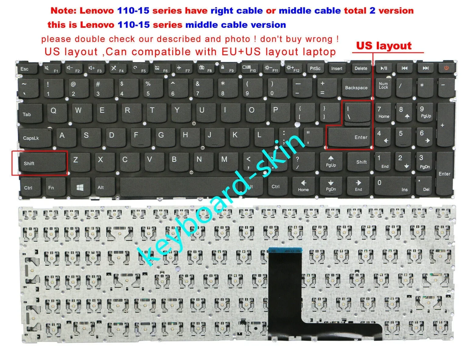 Новая английская клавиатура без рамки для Lenovo 110 Φ 110-15ACL 110-15AST 110-15IBR