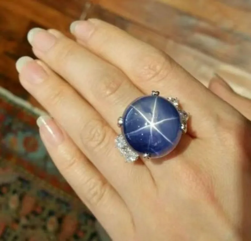 New blue starlight stone ring for Stars in the night sky