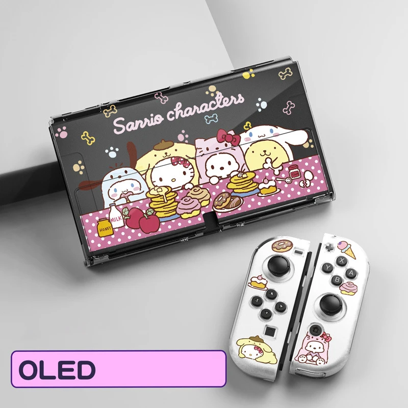 Sanrio Hello Kitty Case for Nintendo Switch OLED NS Game Host Console Joy-Con Controller Shell Protective Transparent Hard Cover