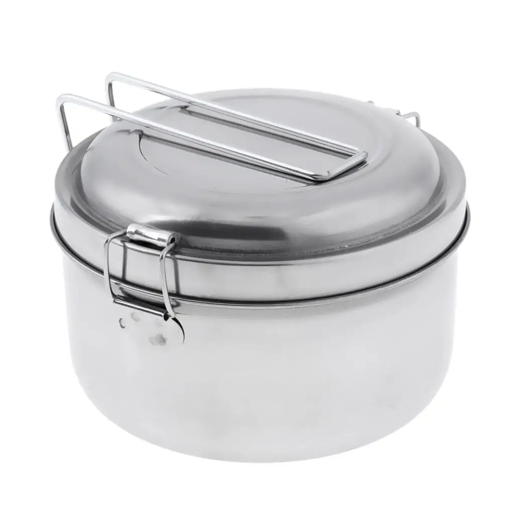 Stainless steel food container double part lunch box for snacks fruit rice