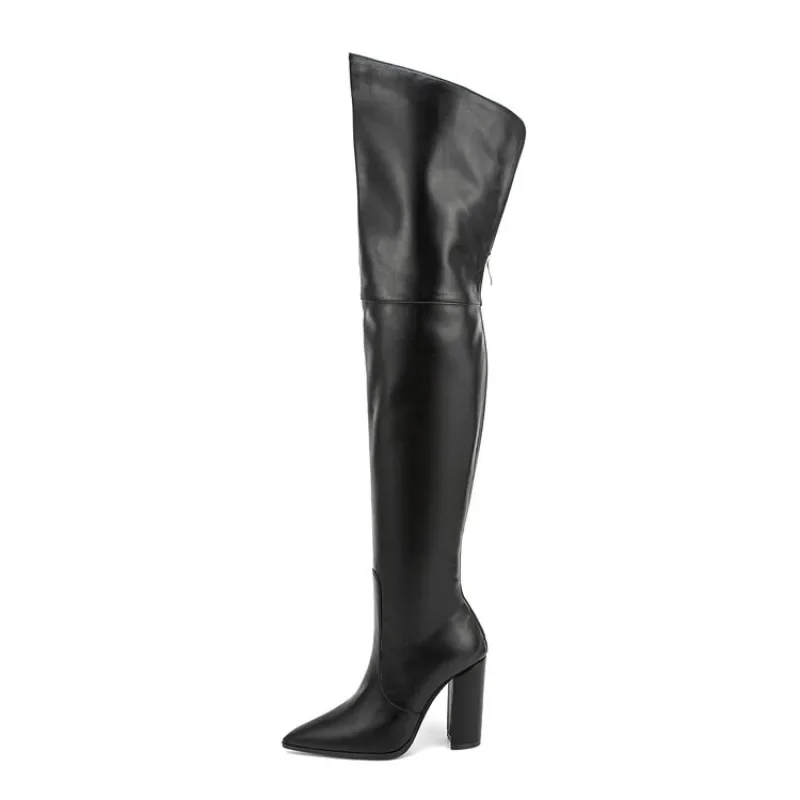 

New Black Blue Stretch Denim Women's Over Knee High Boots Autumn and Winter Sexy Slim Fit 10cm High Heels Long Boots Size 35-46