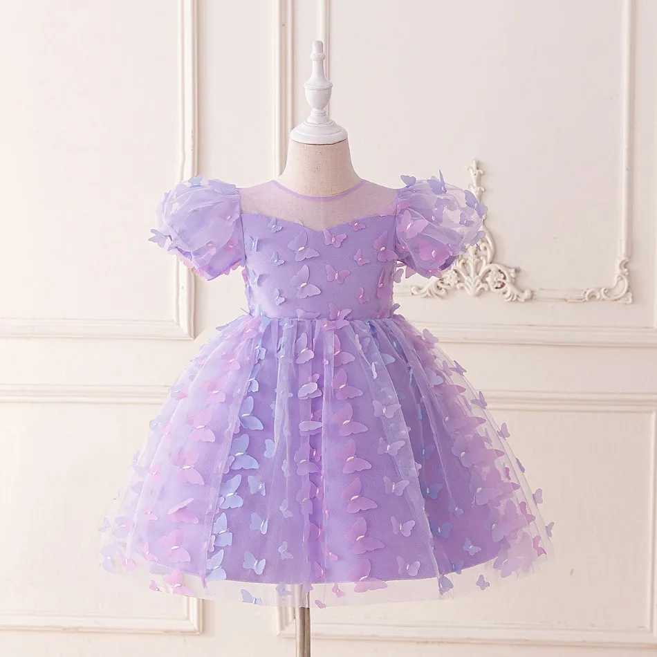 

Baby Girl Purple Butterfly Dress Romantic Girl Cute Floral Sweet Holiday Dress Perfect for Summer Outings Charm Butterfly ASQ03