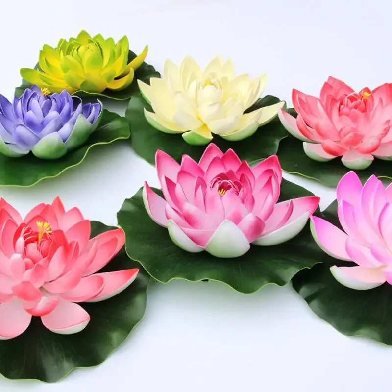 1/2Pcs Random Color Simulation Lotus Flower Floating In Water Outdoor Fish Tank Pool Landscape Plants Aquarium Ornament
