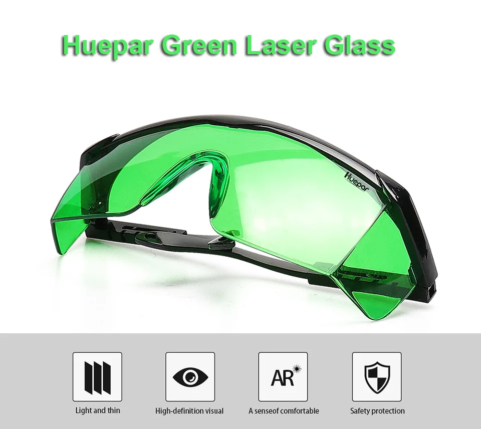 Huepar Safety Laser Enhancement Glasses Green Adjustable Protection Eyewear Goggle Glasses With Hard Case For Line/Rotary Lasers