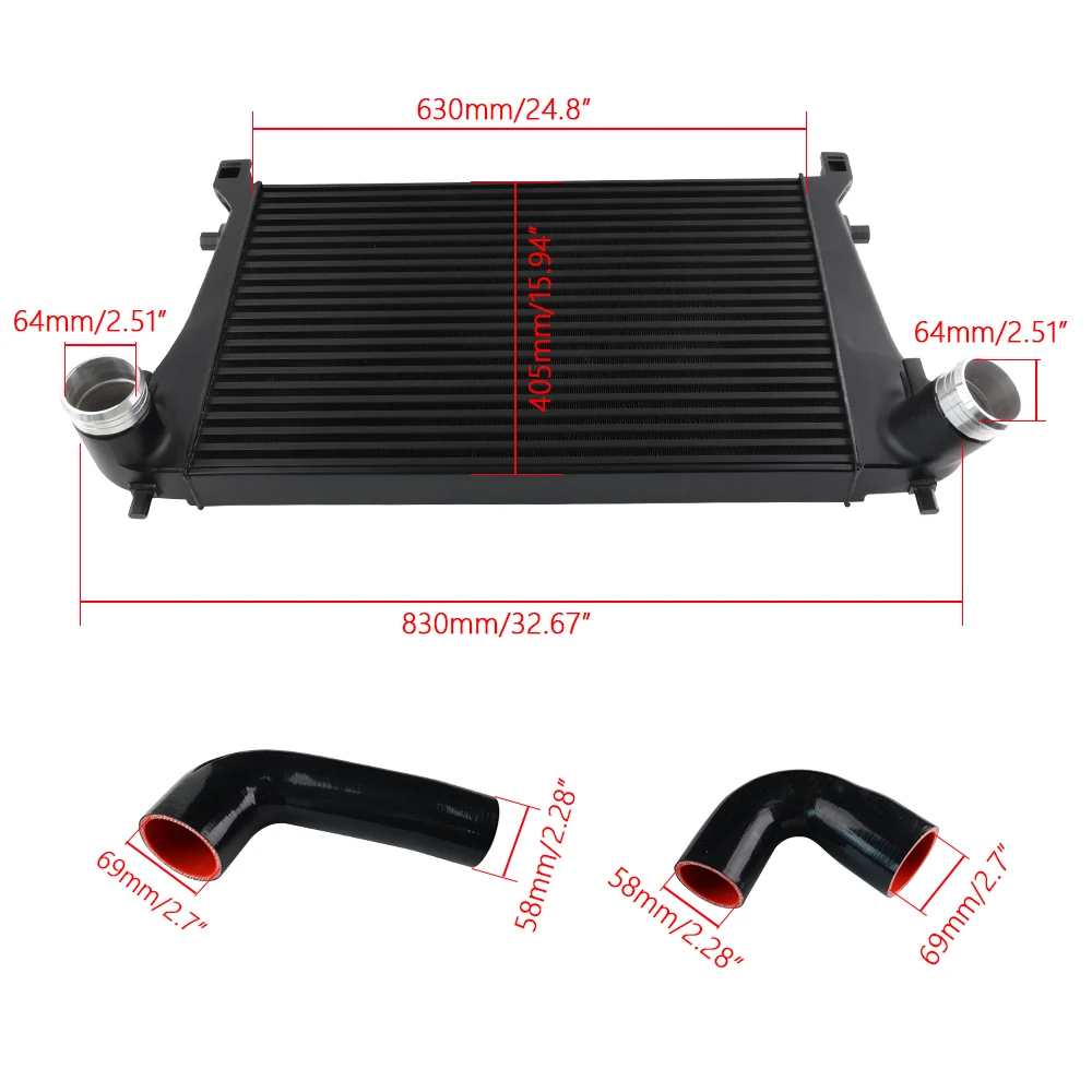 Cooling System Tube & Fin Black Intercooler Kit For Audi A3/S3 / VW Golf GTI R MK7 EA888 1.8T 2.0T TSI 03CSJ029ABK Black