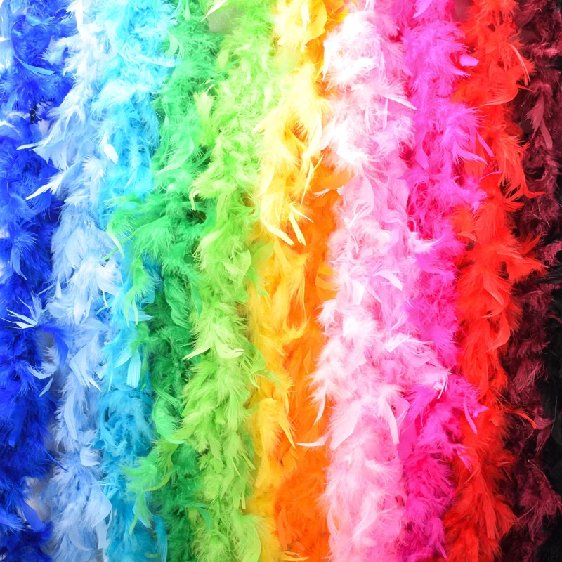 2M Fluffy Pink Turkey Feather Boa Strip for Clothes Dress Shawl/Scarf DIY Jewelry Accessories Craft Wedding Party Decoration