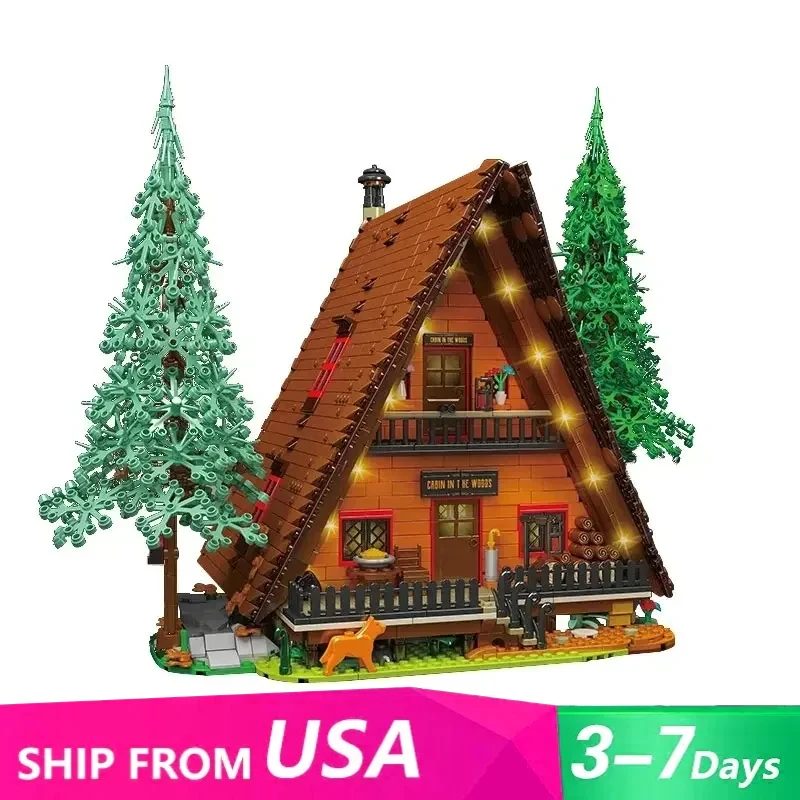 3398PCS MOC Hütte im Wald Wald Haus Bausteine Street View Holz Haus Modell Kreative Puzzle Spielzeug für Kinder geschenke