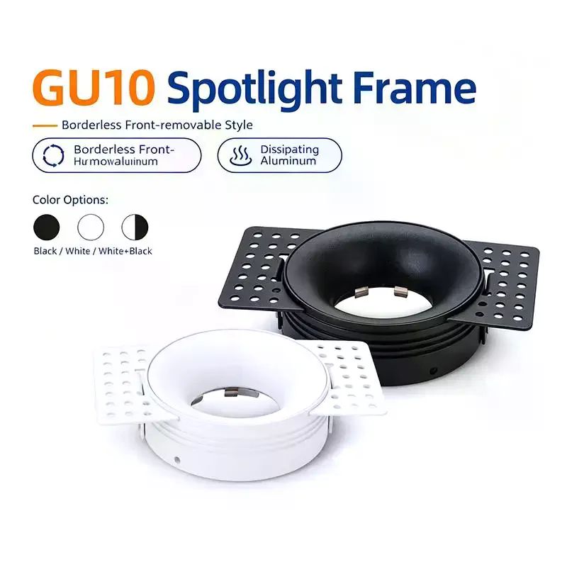 Frameless Recessed LED Ceiling Downlight Fitting GU10 MR16 Bulb Holder Round Spot Light Adjustable Frame