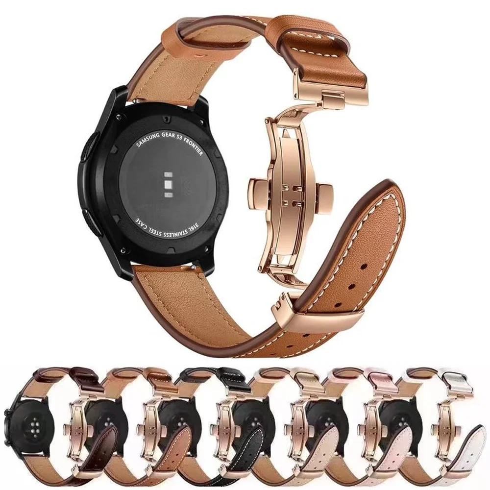 20mm 22mm Genuine Leather Band For Samsung Galaxy watch 4/6/5 pro Active Gear s3 bracelet correa Huawei watch GT/2/2e Pro strap