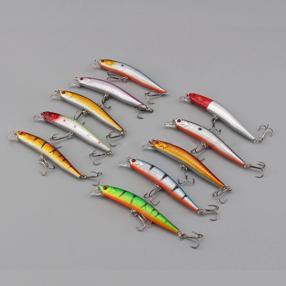 

10pcs 9cm Minnow Lures - Double Hook Hard Plastic Fishing Baits for Perch Catfish Freshwater Saltwater