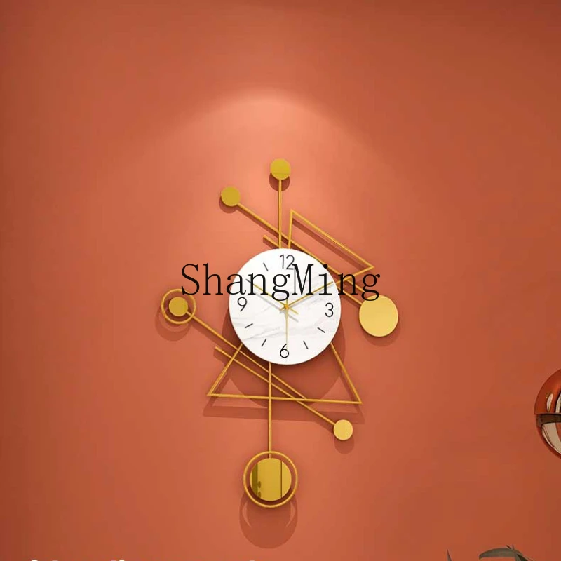 SM triangle fashion simple wall clock silent wrought iron living room restaurant hotel light luxury art decoration