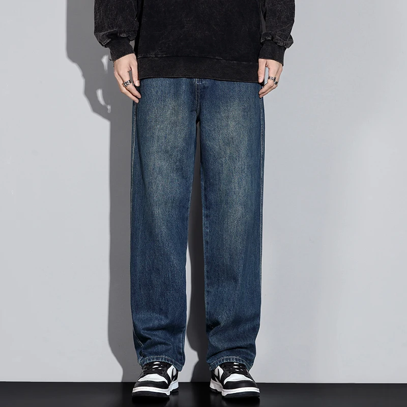 KSTUN 2025 الصوف الجينز للرجال واسعة الساق الجينز دفئا رشاقته الرجال السراويل الفضفاضة فضفاضة اللياقة البدنية كامل طول بنطلون مرونة الخصر