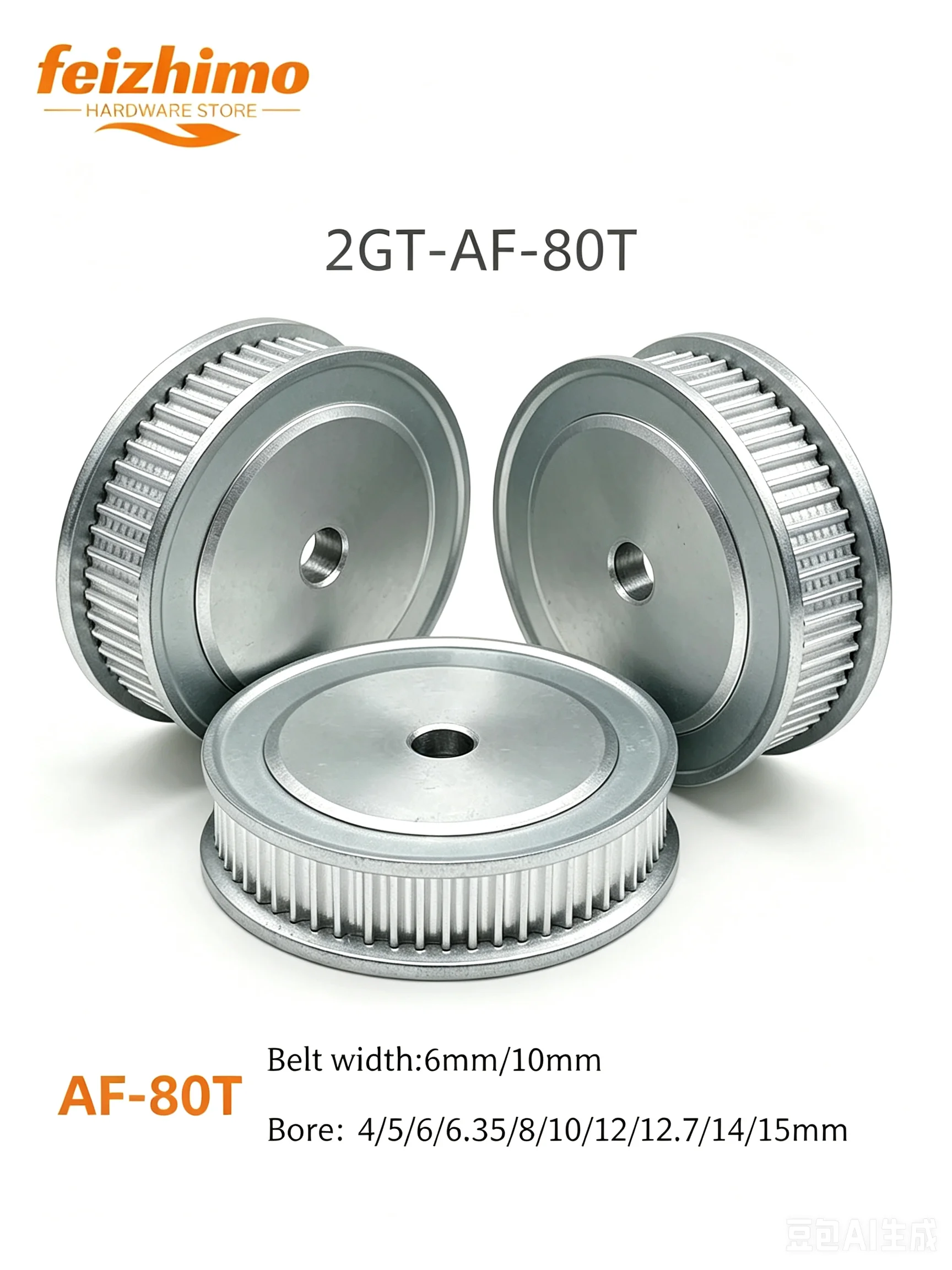 GT2/2GT 80T Timing Belt Pulley 4/5/6/6.35/8/10/12/12.7/14/15mm Width 6mm/10mm for 3D Printing - 2GT AF Type 3D Printer Accessory