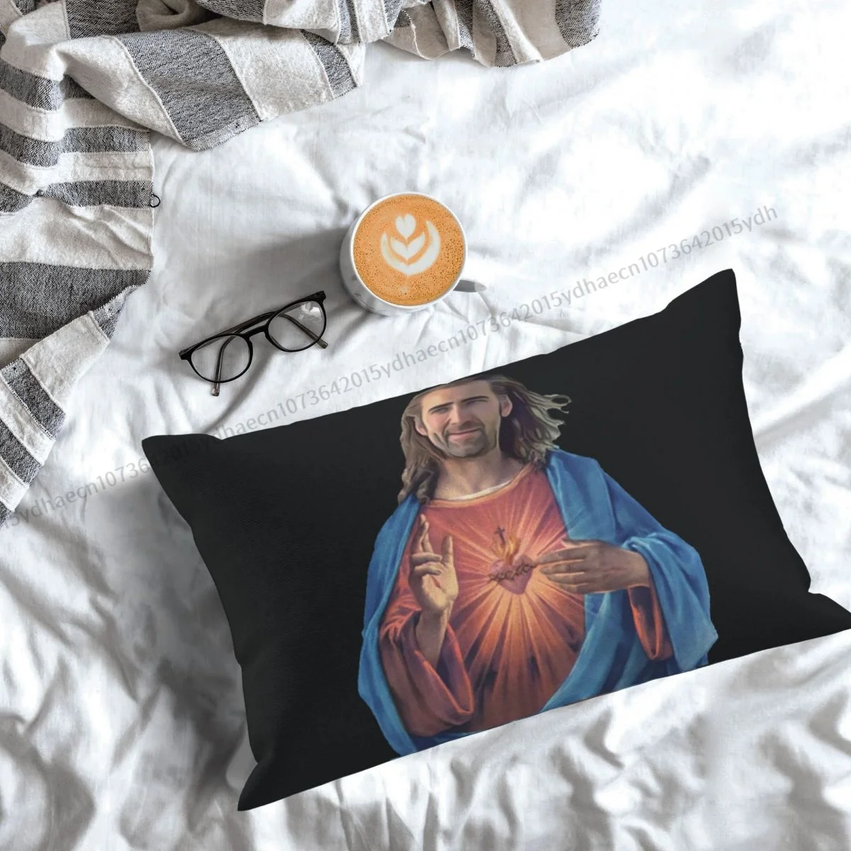 Funda de almohada con estampado de jaula de Nicolas, fundas de Cojines de mochila de Jesús, decoración de sofá transpirable