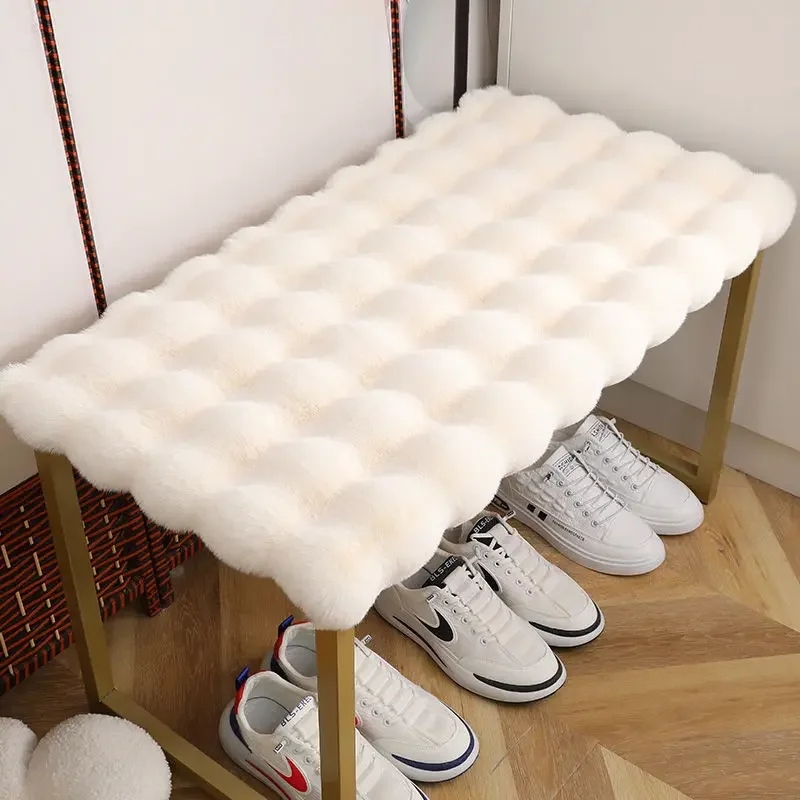 Soft Plush Bench Cover Change Shoes Bench Cushion Long Tea Chair Cover Solid Wood Bench Rectangle Sofa Cushion