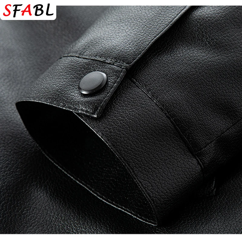 New Fashion Motorcycle Men\'s Leather Jacket Windbreak PU Leather Coat Men Biker Warm Autumn Winter Outerwear Men\'s Clothing 3XL