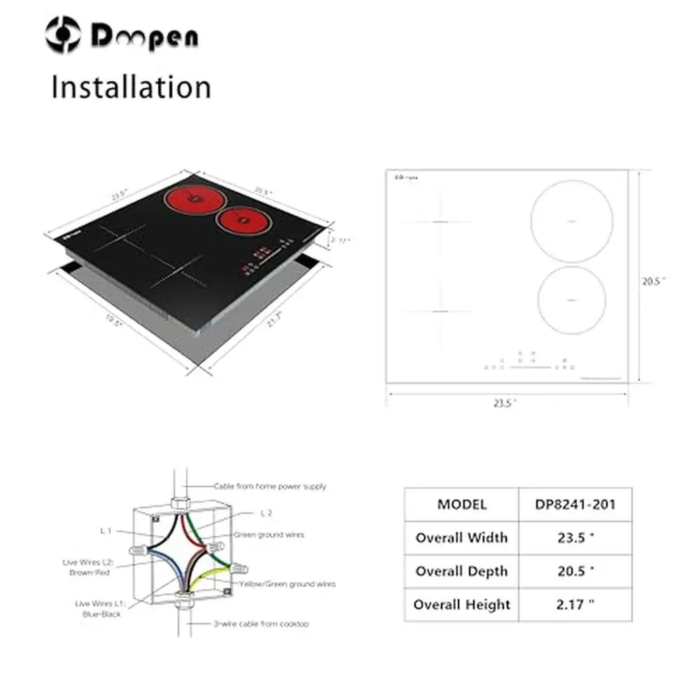 Electric Cooktop Hybrid Slider Touch Control Radiant Ceramic 4 Burners 24 Inch Built-in Energy-saving Efficient Heating Elements