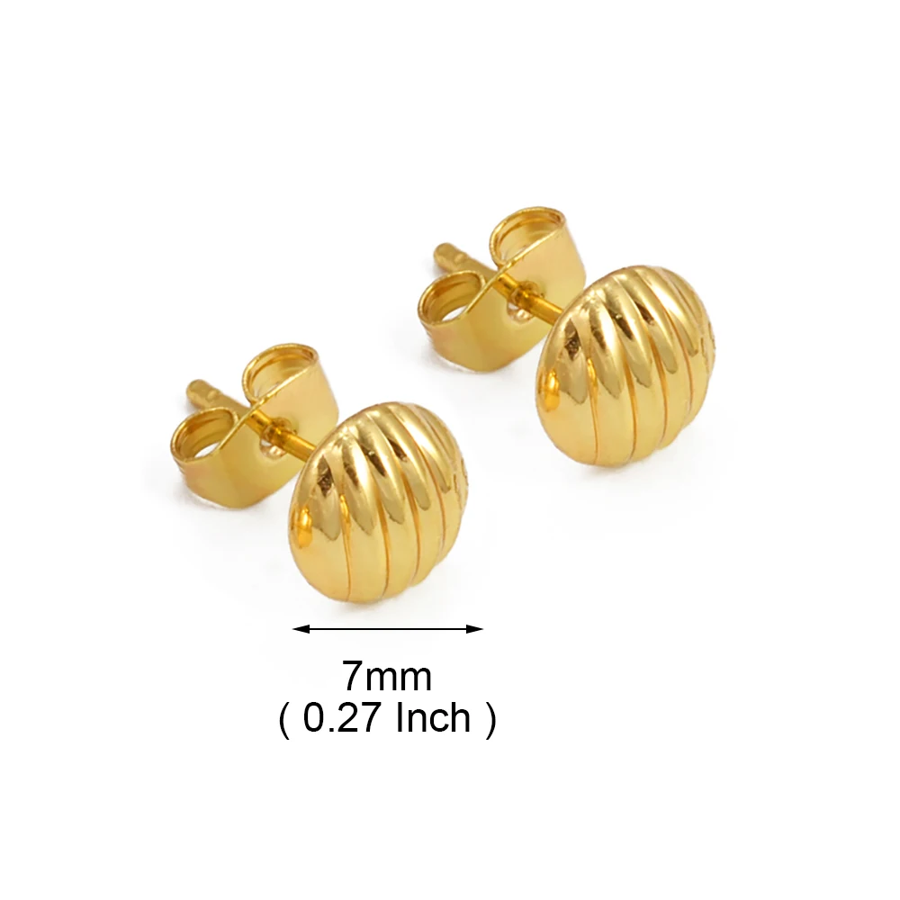 Anniyo Small Stud Earrings Stone for Girls Women Gold Plated Minimalist Jewelry African Arab South America Middle East #182016