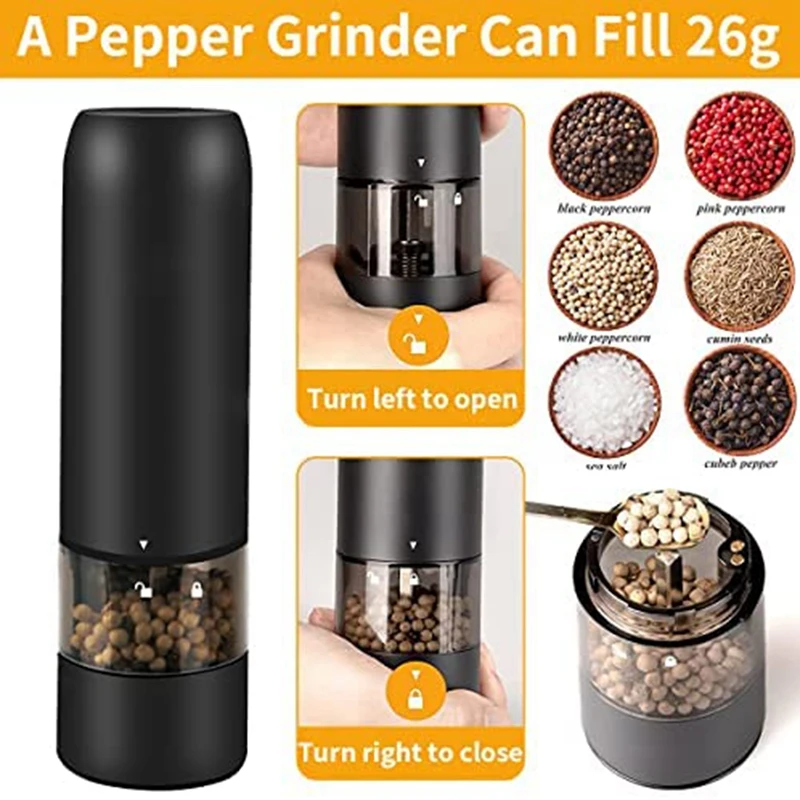 Pepper Mill Electric Salt And Pepper Mill USB Rechargeable Spice Mill Automatic Operation Ceramic Grinder