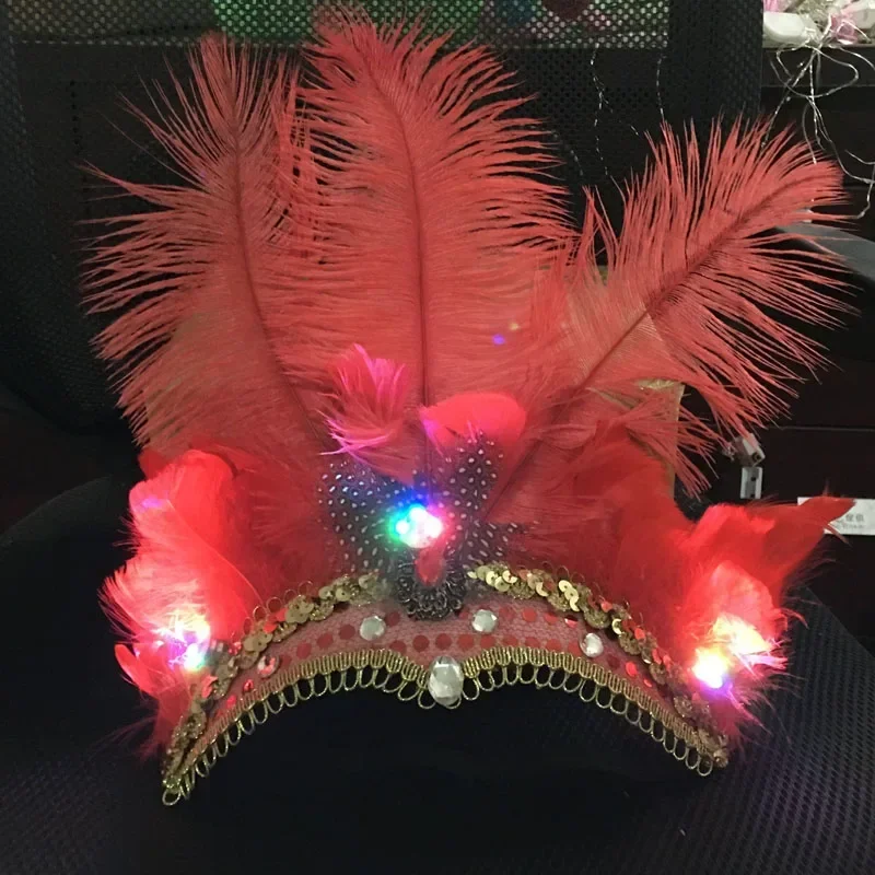 

Glow Feativel Hairband Female Feather Headband Hair Accessories Headdress Crown Neon Party Halloween Christmas