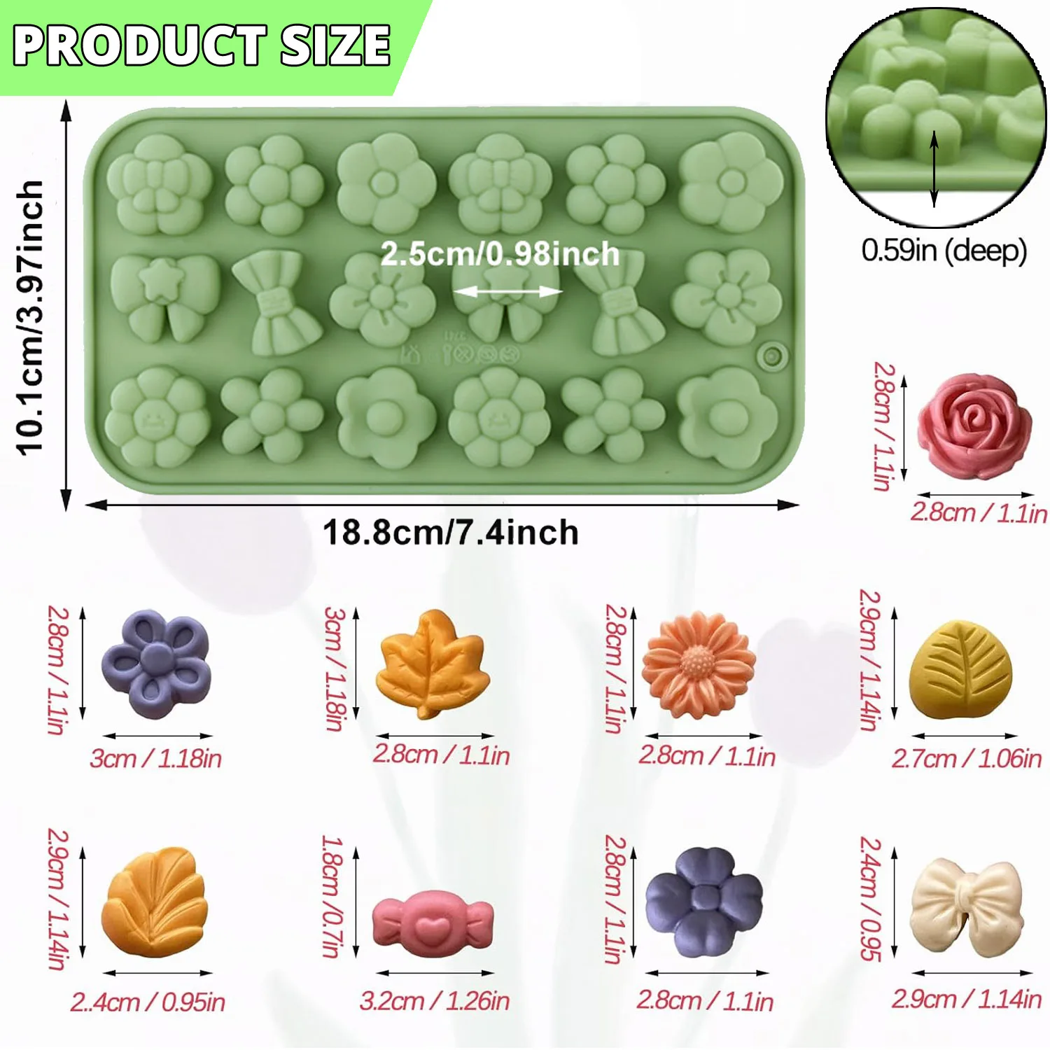 A Silicone Chocolate Candy Mold with Various Flower and Leaf Shapes, Cute Candy and Cake Mold Decoration Tools, DIY Pudding and Cookie Mold