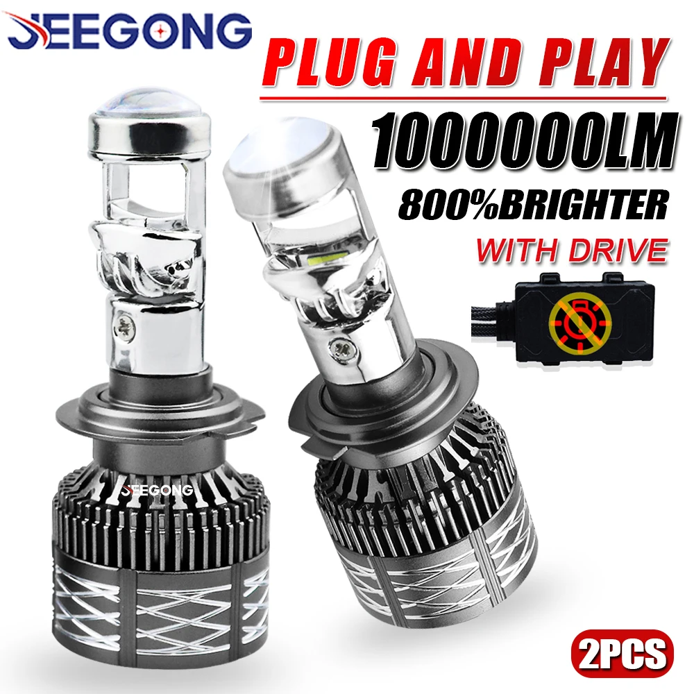 

H4 H7 H11 Led Projector Lens Headlight H9 H8 HB3 9005 HB4 9006 With Drive CANBUS Bulbs for Car 1000000LM Super Bright Fog Lamp