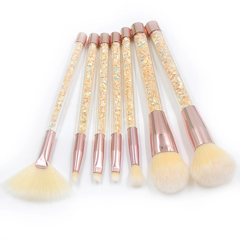 Set di pennelli per trucco con Glitter arcobaleno avanzato manico in cristallo fondotinta liquido Set di pennelli per trucco viso per sopracciglia Dream Girl