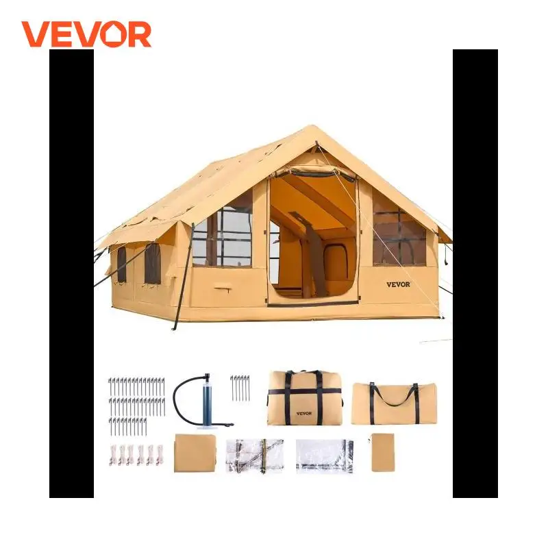 

VEVOR Inflatable Tents for Camping Easy Setup Blow up Tent with Hand Pump Glamping Tent with Skylight Stove Jack & Mesh Windows