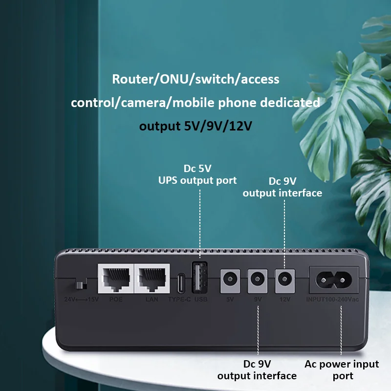 DC UPS Battery Backup EU/US Plug Output 5V 9V 12V Output Uninterruptible Power Supply UPS Battery Backup for Router Monitoring