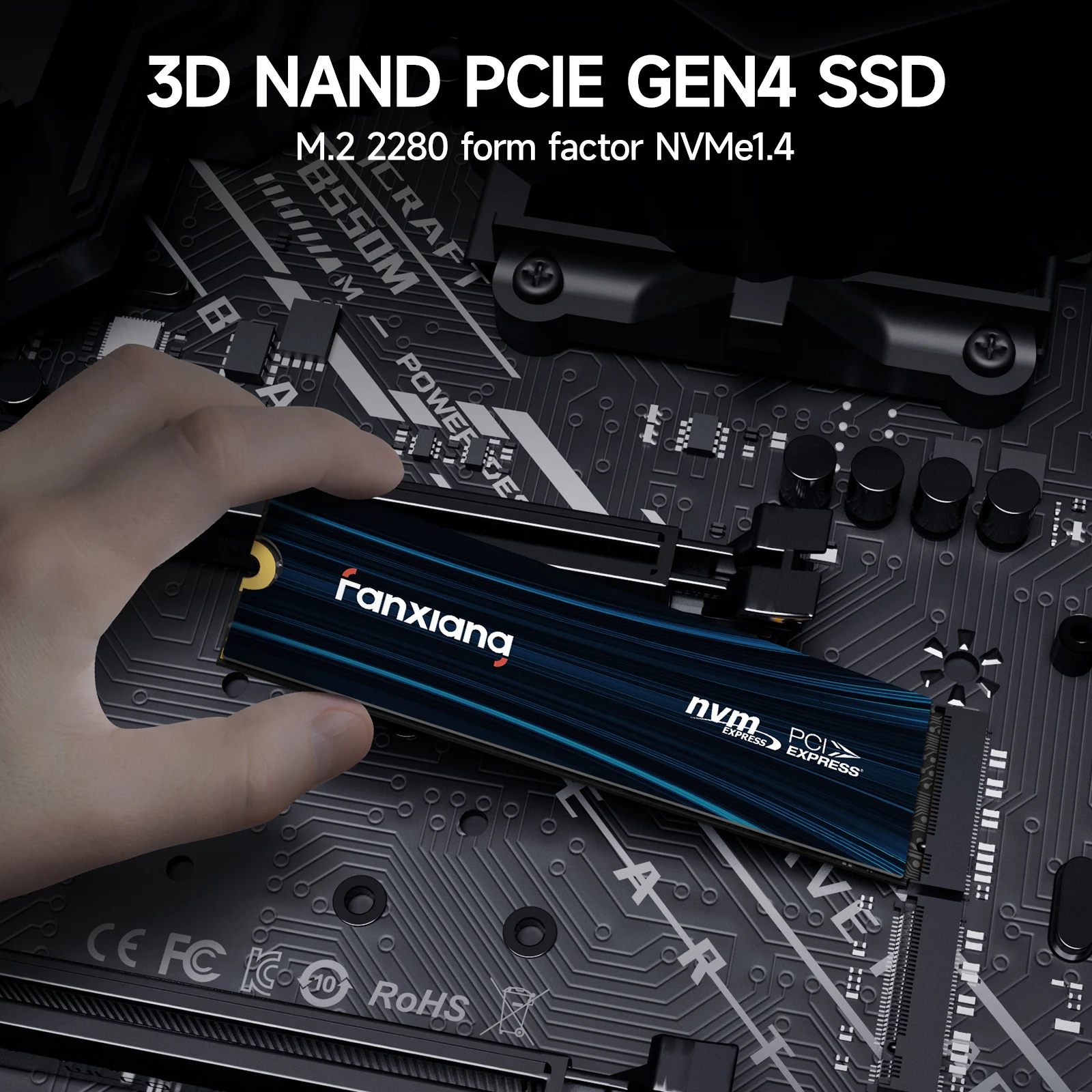 محرك أقراص الحالة الصلبة الداخلي Fanxiang S880E M.2 SSD بسرعة 7300 ميجابايت/ثانية 1 تيرابايت/2 تيرابايت/4 تيرابايت M.2 NVMe SSD، PCIe4.0x4، محرك أقراص الحالة الصلبة لجهاز الكمبيوتر المحمول PS5