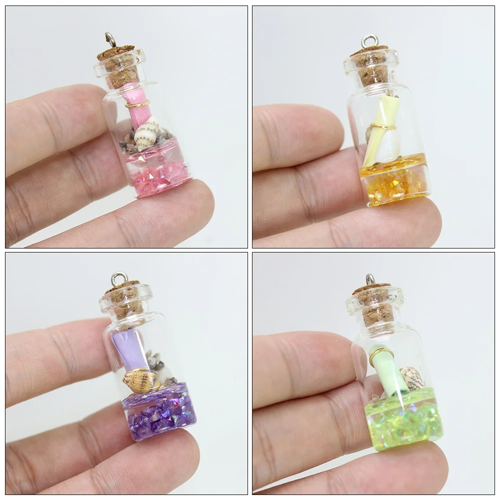 

12pcs Resin Drift Bottle Pendants DIY Jewelry Accessories Craft Supplies Mini Bottle Charms Colorful Decked Locket Keychain