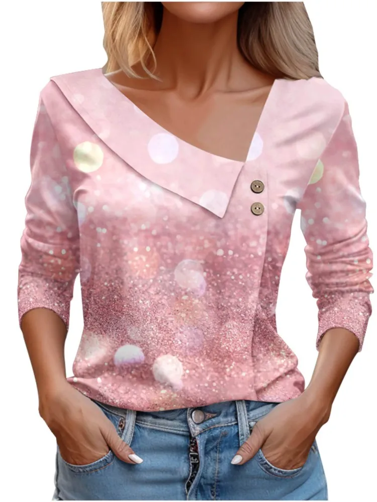 

T Shirt For Women Korean Popular Pulovers Long Sleeve Tops Pink Elegant Shirts And Blouses Autumn Youthful Woman Clothes 2023