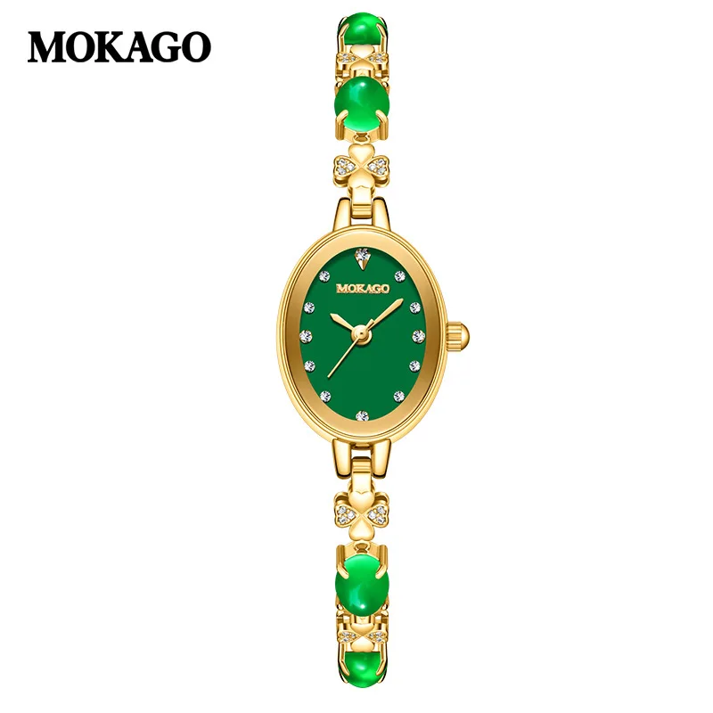 

Ladies Peacock Green Crystal Jade Fashion Luxury Charm Bracelet Watch Waterproof Quality Jewelry Wristwatch for Women Girls